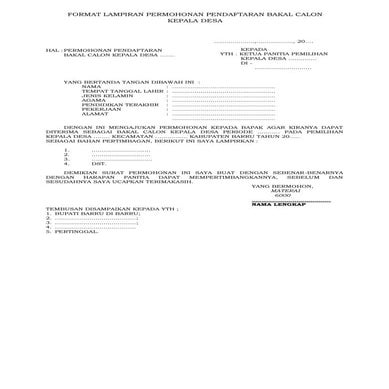 Kelengkapan panitia pilkades tingkat desa