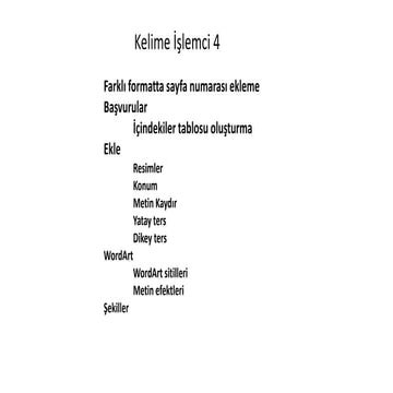 Kelime işlemci Ders 4 İzleği