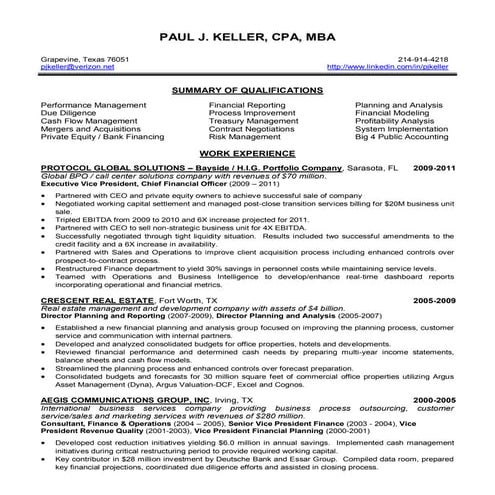 Keller Paul J Resume
