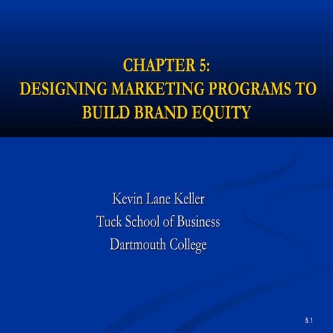  DESIGNING MARKETING PROGRAMS TO BUILD BRAND EQUITY
