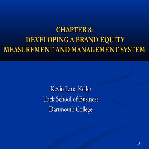  DEVELOPING A BRAND EQUITY MEASUREMENT AND MANAGEMENT SYSTEM