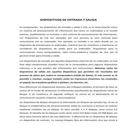 Dispositivos de entrada y salida 
