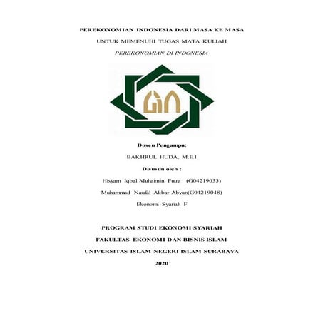 Kelompok 1 Perekonomian Di Indonesia dari Masa ke Masa