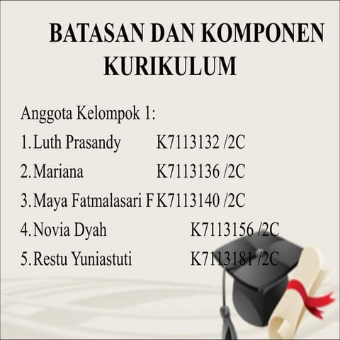 Kelompok 1 batasan dan komponen kurikulum