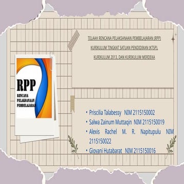 Comprehensive Analysis of RPP in KTSP, Kurikulum 2013, and Kurikulum ...