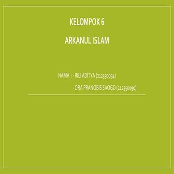 ARKANUL ISLAM dalam agama yang harus dik