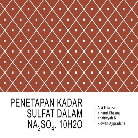 Penetapan Kadar Sulfat dalam Natrium Sulfat