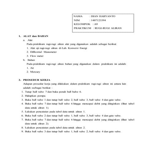 Kelompok A9 dian haryanto 1407123394 modul 01 rugi-rugi aliran (analisa ...