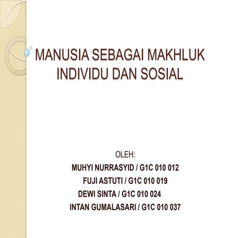 manusia sebagai makhluk individu dan sosial