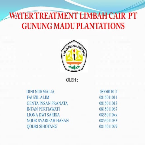 Kelompok water treatment limbah cair  pt gunung madu plantations