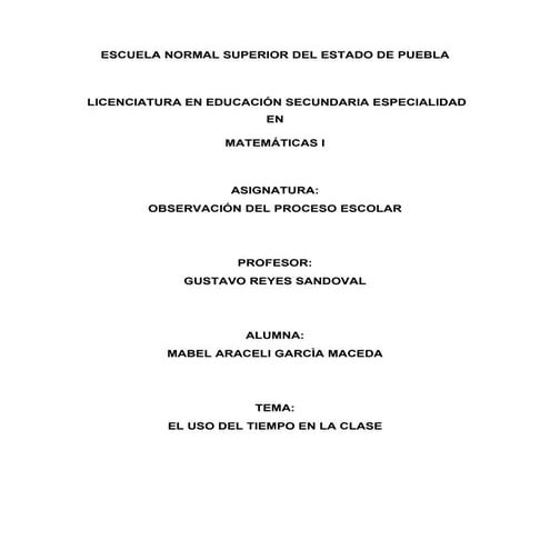 EL USO DEL TIEMPO EN LAS CLASES