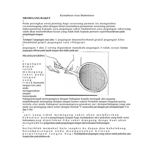 Kemahiran asas badminton