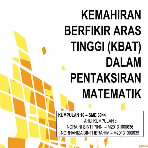 Kemahiran berfikir aras tinggi dalam pentaksiran matematik