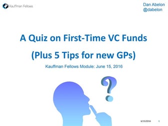 A Quiz on First-Time VC Funds