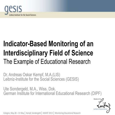 Kempf, Sondergeld: Indicator-Based Monitoring of an Interdisciplinary Field of Science 