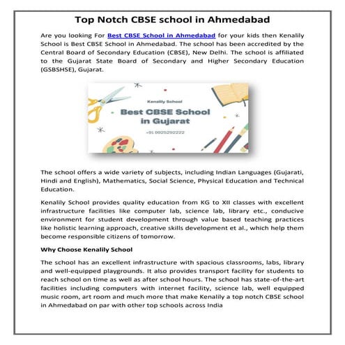 Kenalily CBSE School in Ahmedabad | PDF