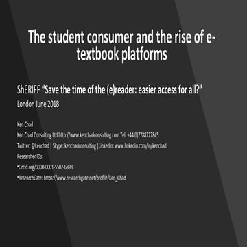 Ken Chad - The student consumer and the rise of e-textbook platforms