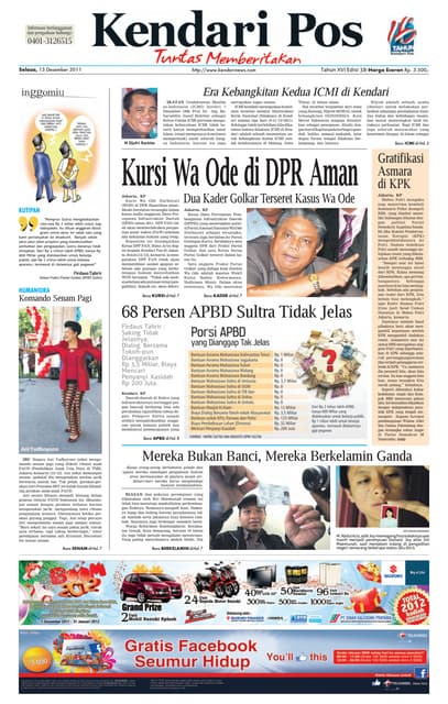 Kendari pos edis 13 desember 2011 (hijrah moral & piagam kendari)