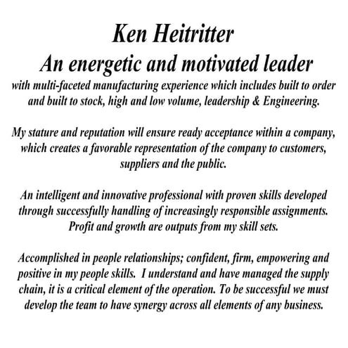 Ken Heitritter Summary