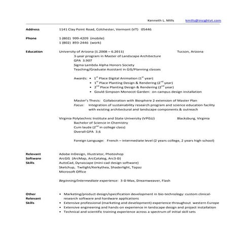 Ken mills resume