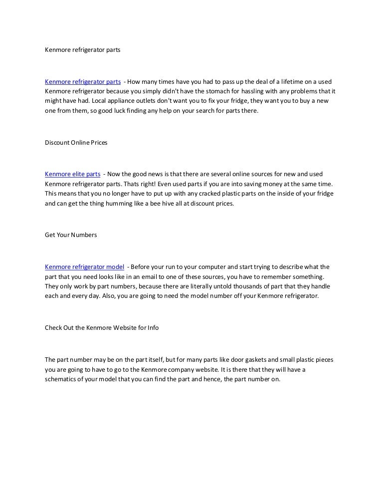 Kenmore refrigerator parts