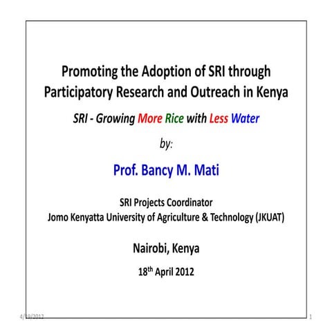 Kenya  brief on promoting sri adoption-mati2012
