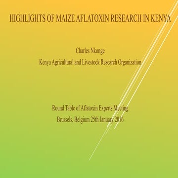 Highlights of maize aflatoxin research in Kenya