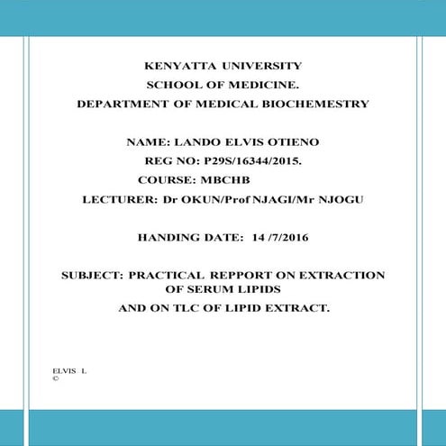 Kenyatta university. lipid extraction