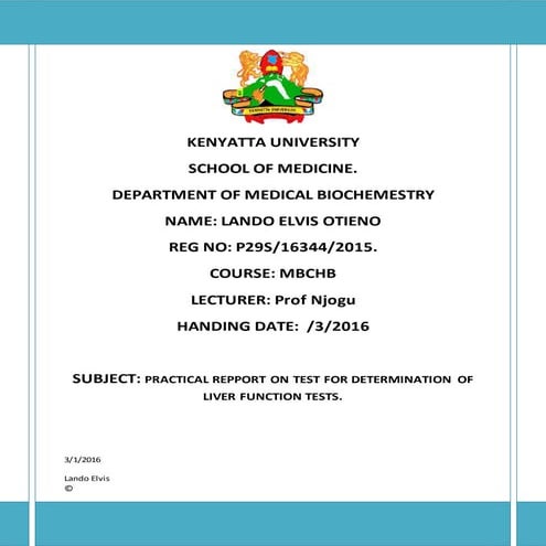 Kenyatta university. liver funtion test