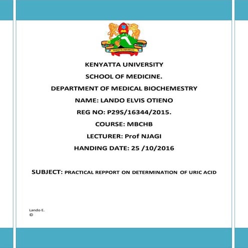 Kenyatta university. serum uric acid docx