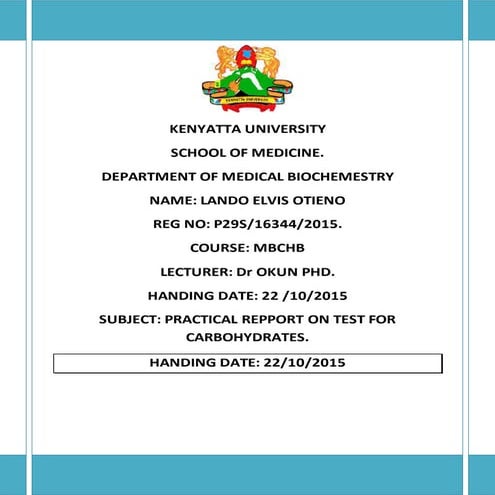 Kenyatta university biochem carbohydrates test