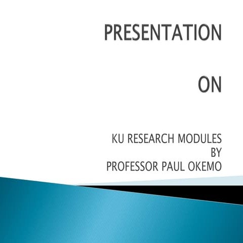 Kenyatta University Research Modules by Prof. Paul Okemo
