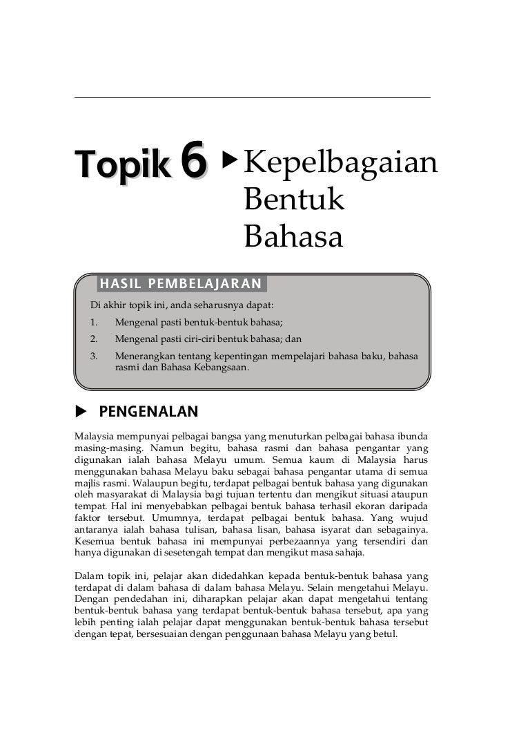 Kepelbagaian Bentuk Bahasa
