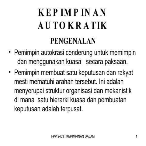 Kepimpinan Autokratik