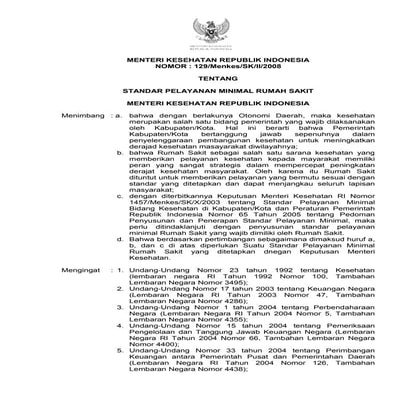 Kepmenkes no-129-tahun-2008-standar-pelayanan-minimal-rs