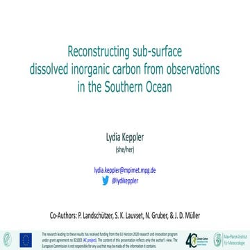 Keppler, Lydia: Reconstructing sub-surface Dissolved Inorganic Carbon from ob...