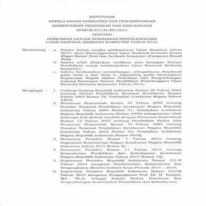 Keputusan kepala balitbang kemendikbud nomor 017 hep2015 0