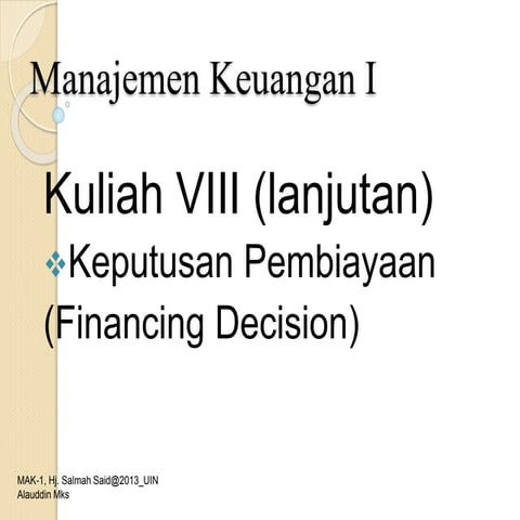 Keputusan pembiayaan 2 (fianancing decision)