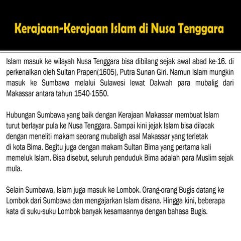 Kerajaan kerajaan islam di nusa tenggara