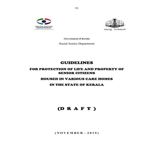 Kerala Government Draft Old Age Homes guidelines 2015