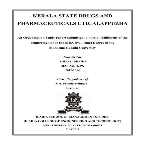Kerala state drugs and pharmaceuticals ltd | DOCX