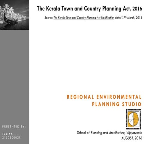 KERALA TOWN AND COUNTRY PLANNING ACT, 2016