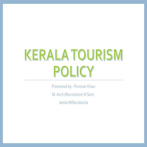 Kerala tourism policy