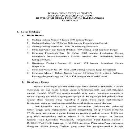 Kerangka acuan kegiatan pemantauan garam yodium