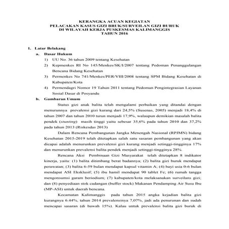 Kerangka acuan kegiatan surveilan gizi buruk