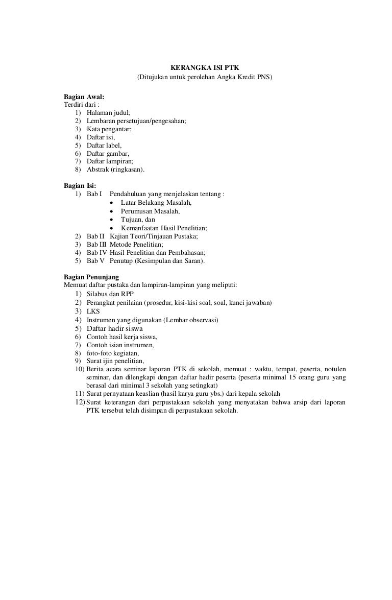 Contoh Daftar Isi Ptk - Contoh Soal Siswa