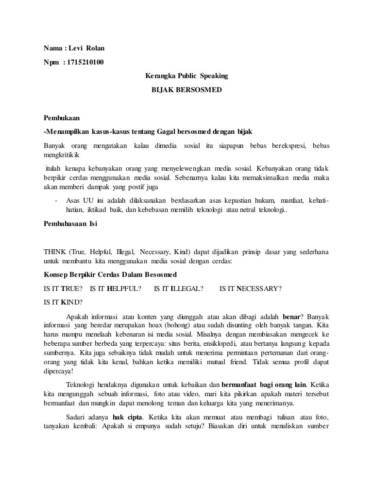 Contoh Teks Public Speaking