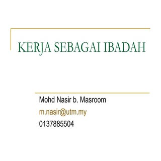 Kerja sebagai ibadah