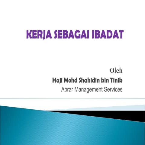 Kerja sebagai ibadat