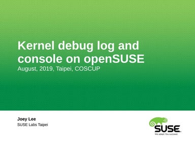 Kernel debug log and console on openSUSE
